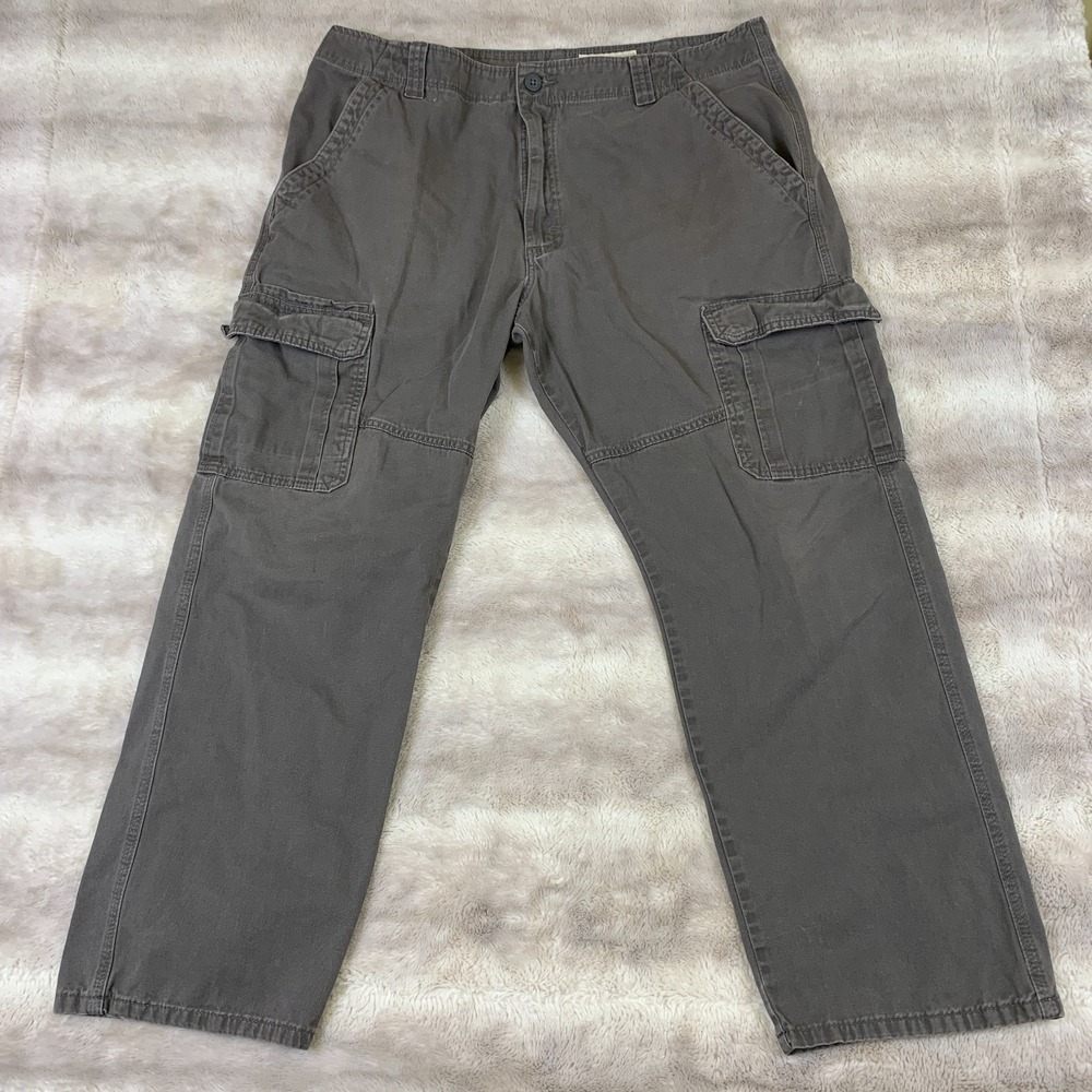 Wrangler Mens Cargo Pants Gray Utility Work Outdoor Hiking Cotton‎ 38x30